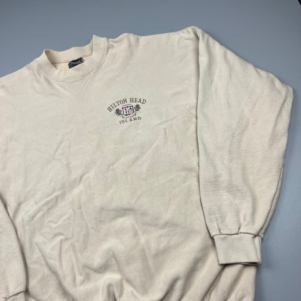 San Segal Sportswear Sweatshirt Mens L Tan Hilton Head Island Embroidered USA